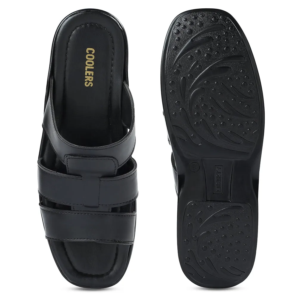 Coolers Black Casual Slipper For Men COOL99-628 By Liberty