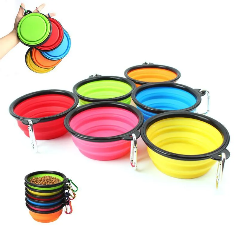 Pet Folding Bowl, Large and Small Size Tpe Silicone Dog Bowl, Portable Dog Food Basin For Outdoor Pets