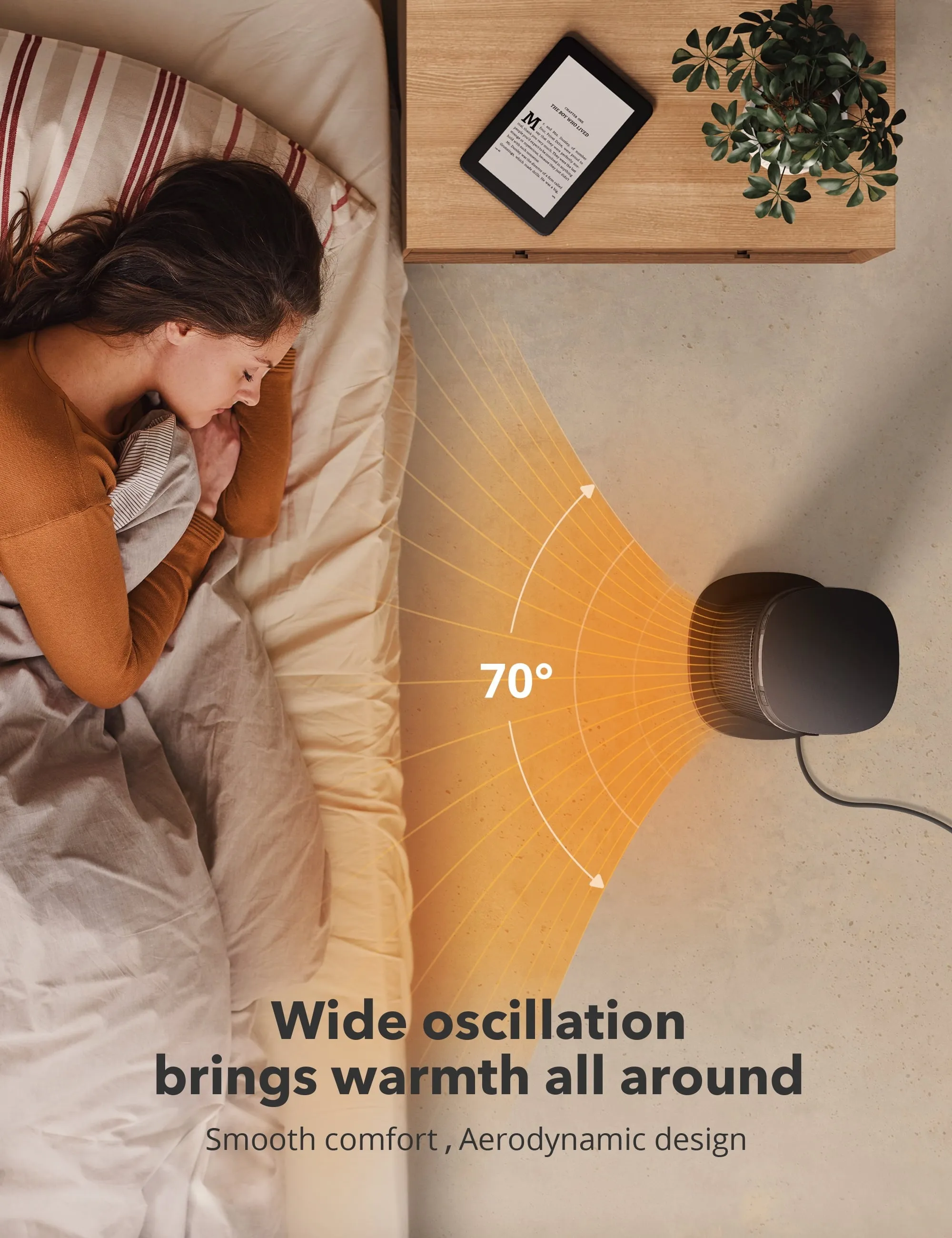 TaoTronics Space Heater, 24'' Indoor Tower Heater, Electric Heater for Inside Home,  1500W Portable Heater with Remote/APP, 70 Oscillating Heater, 12H Timer, PTC Ceramic Heater for Inside