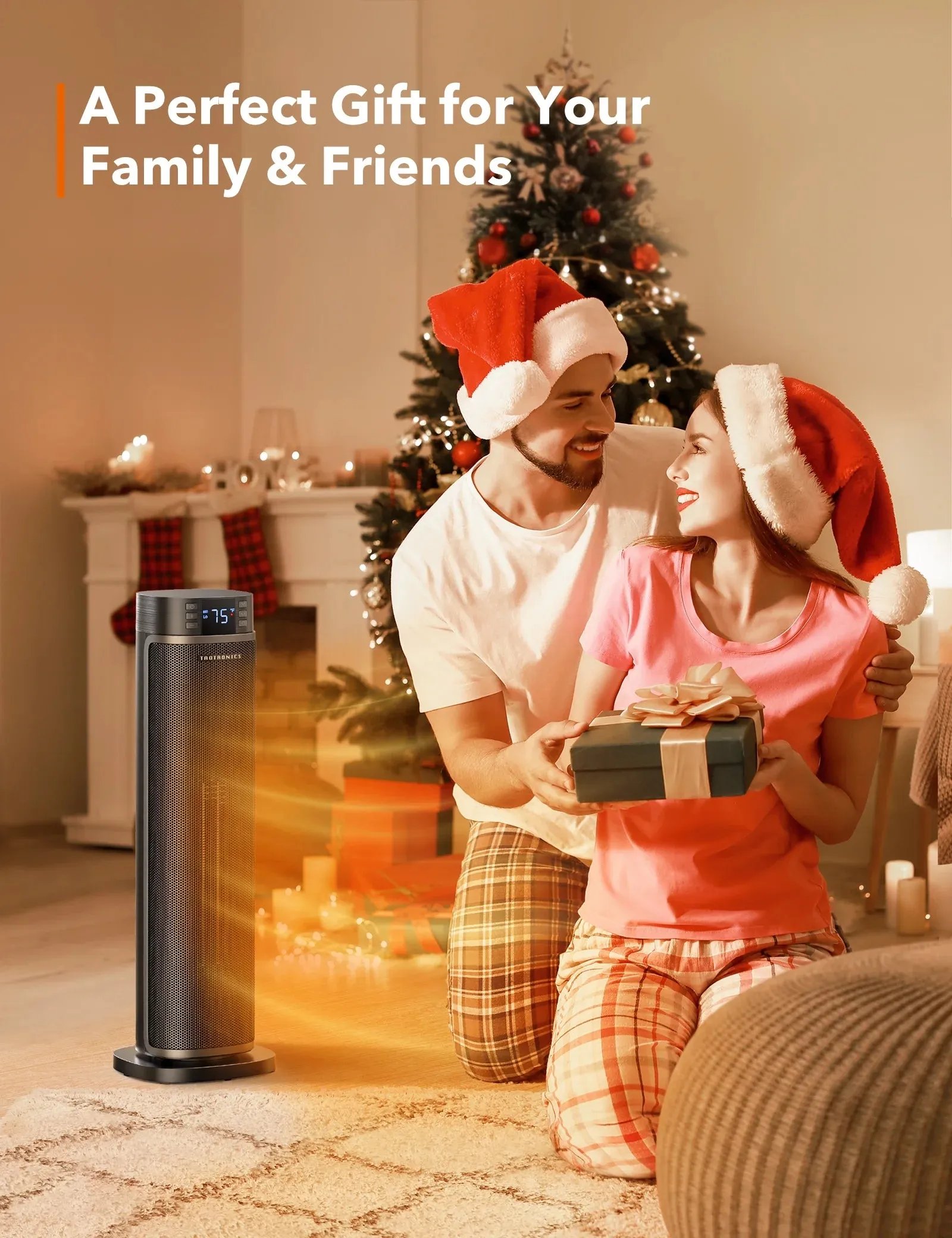 TaoTronics Space Heater, 24'' Tower Heater, Electric Heater for Inside Home,  1500W Portable Heater with Remote, 70 Oscillating Heater, 12H Timer, PTC Ceramic Heater
