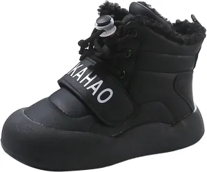 Toddler Fuzzy Snow Booties Boys Girls Kids Open Toe Lace-Up Ski Shoes Winter Warm Comfy Fashion Boots aterproof Chunky