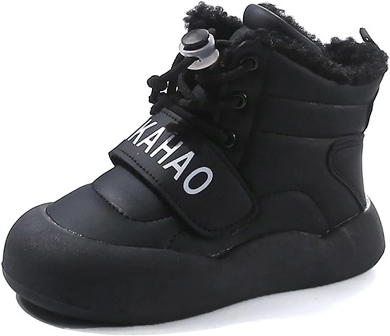 Toddler Fuzzy Snow Booties Boys Girls Kids Open Toe Lace-Up Ski Shoes Winter Warm Comfy Fashion Boots aterproof Chunky